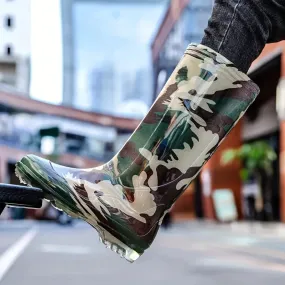 Boots Men's Solid & Camouflage Waterproof Rain Boots