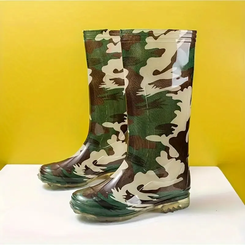 Boots Men's Solid & Camouflage Waterproof Rain Boots