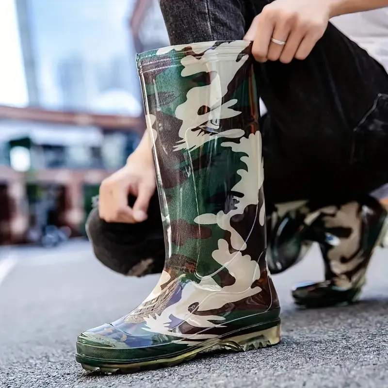 Boots Men's Solid & Camouflage Waterproof Rain Boots