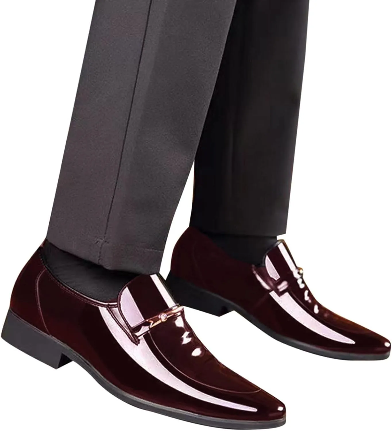 BORAMAX Mens Leather Oxford Shoes Male Pointed Toe Suit Shoes Flats Men Business Shoes wingtip Dress Shoes PU Leather Shoes