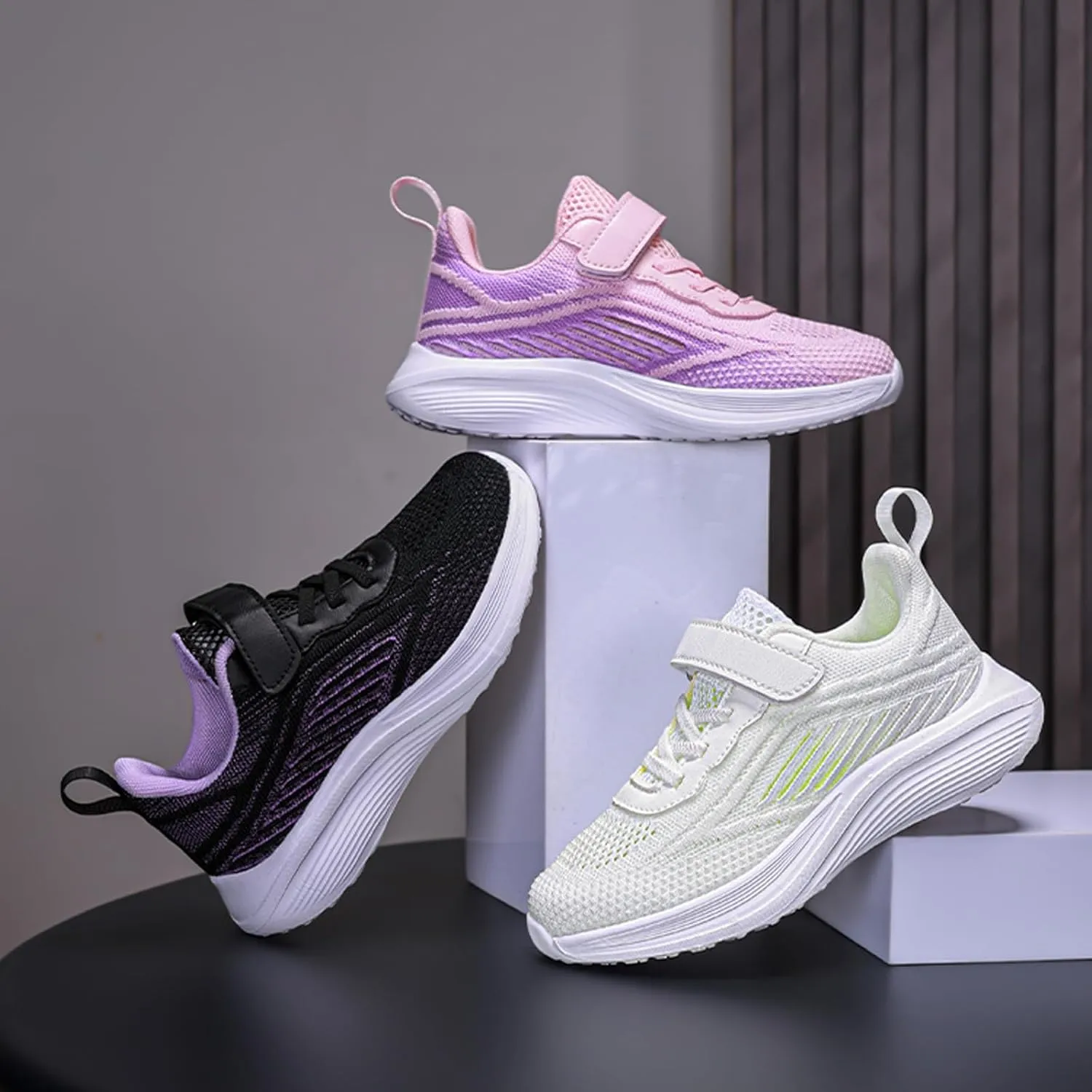 Boys Girls Fashion Sneakers Running Shoes for Little Big Kids Lightweight Breathable Anti-Slip Sports Footwear