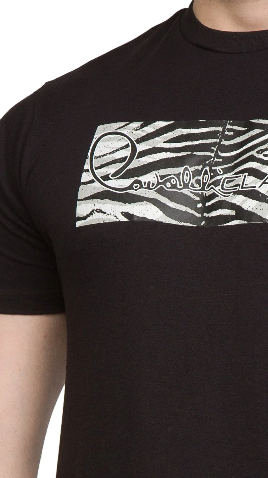 Cavalli Class Black Tiger Print Signature T-