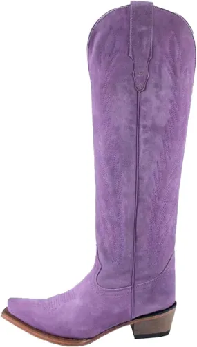 Cowboy Boots for Women Knee High Cowgirl Boots with Classic Embroidered Side Zipper Pointed Toe Chunky Heel Pull On Fashion Retro Tall Boot