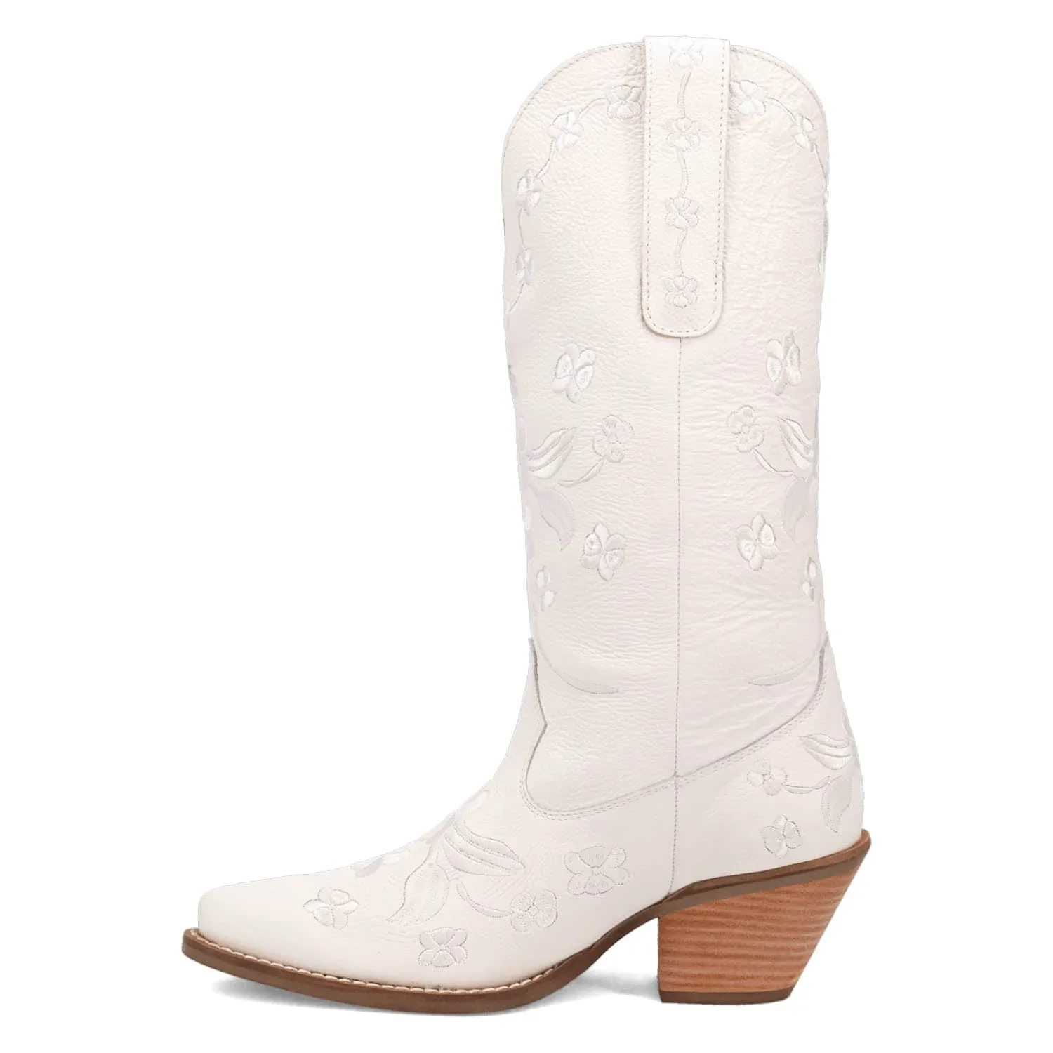 Dingo Womens Love Bug White Leather Cowboy Boots