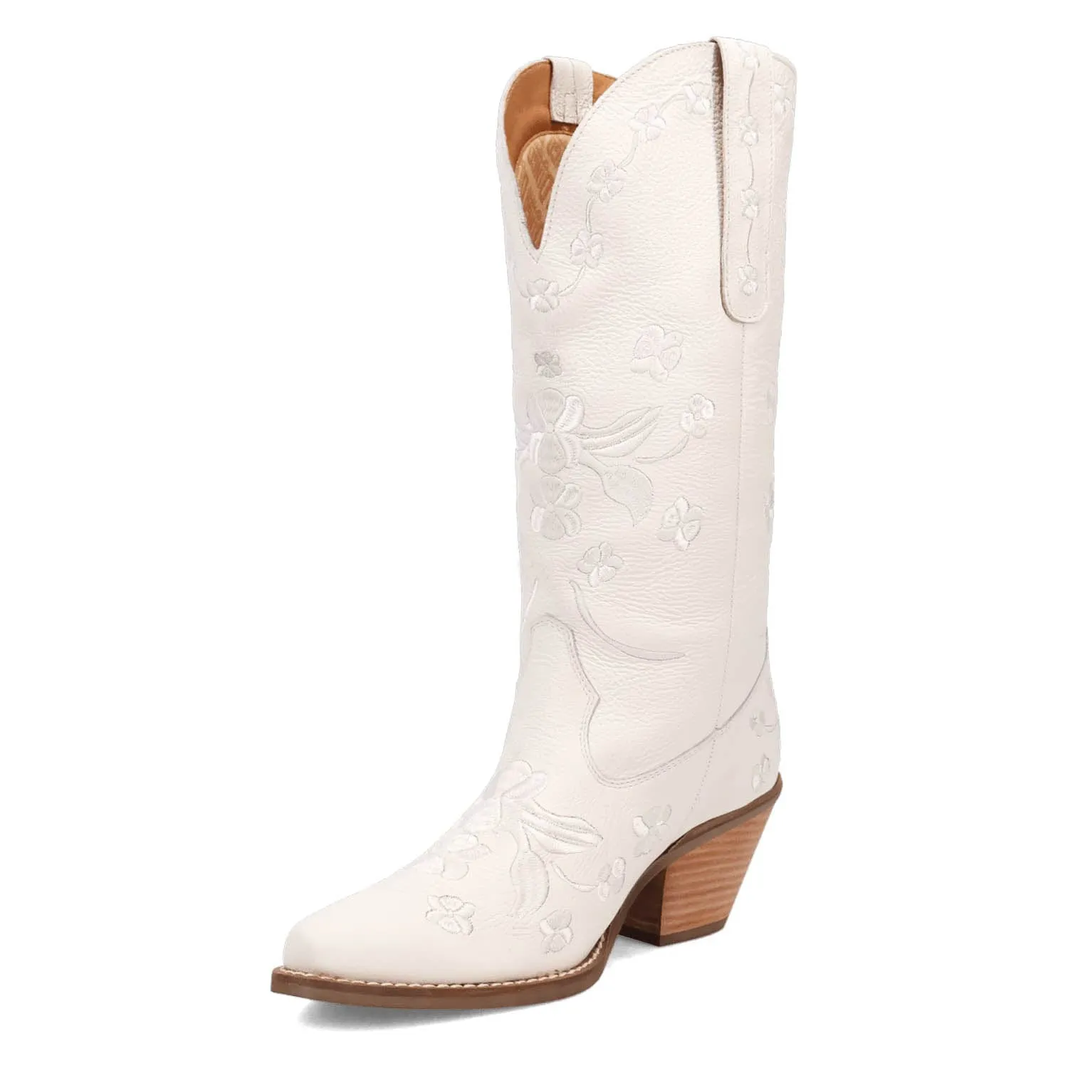 Dingo Womens Love Bug White Leather Cowboy Boots