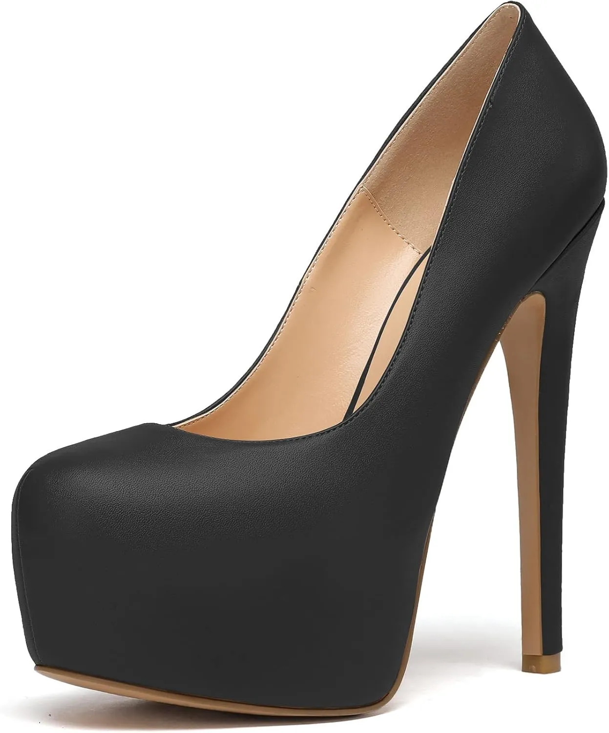 Eldof Womens High Heel Platform Pumps Round Toe Sky High Stilettoes 6" Party Dress Platform
