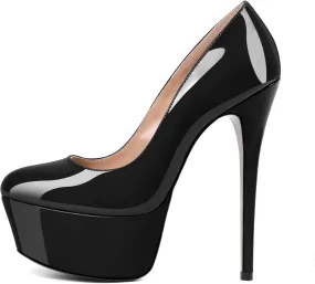 Eldof Womens High Heel Platform Pumps Round Toe Sky High Stilettoes 6" Party Dress Platform