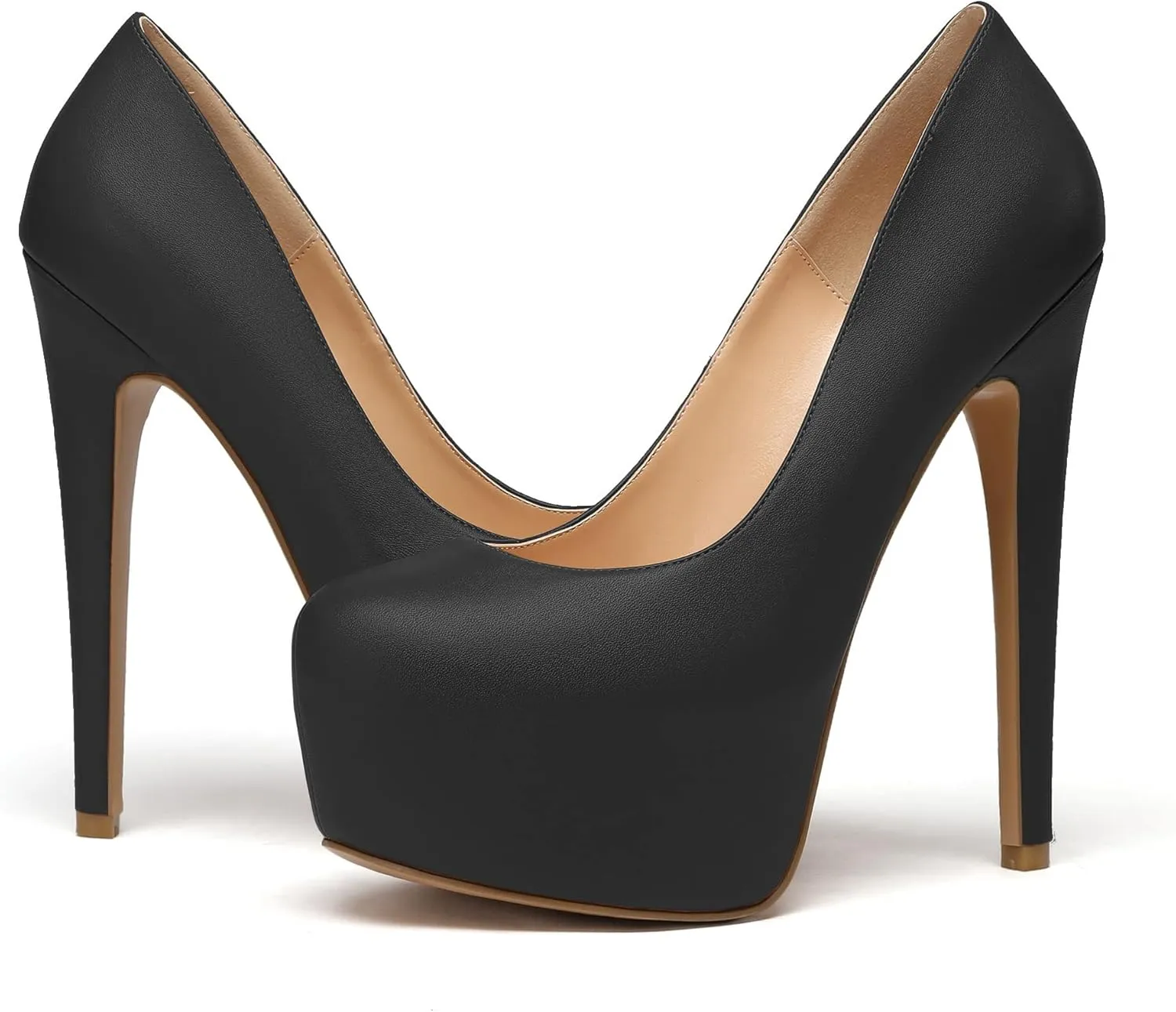 Eldof Womens High Heel Platform Pumps Round Toe Sky High Stilettoes 6" Party Dress Platform