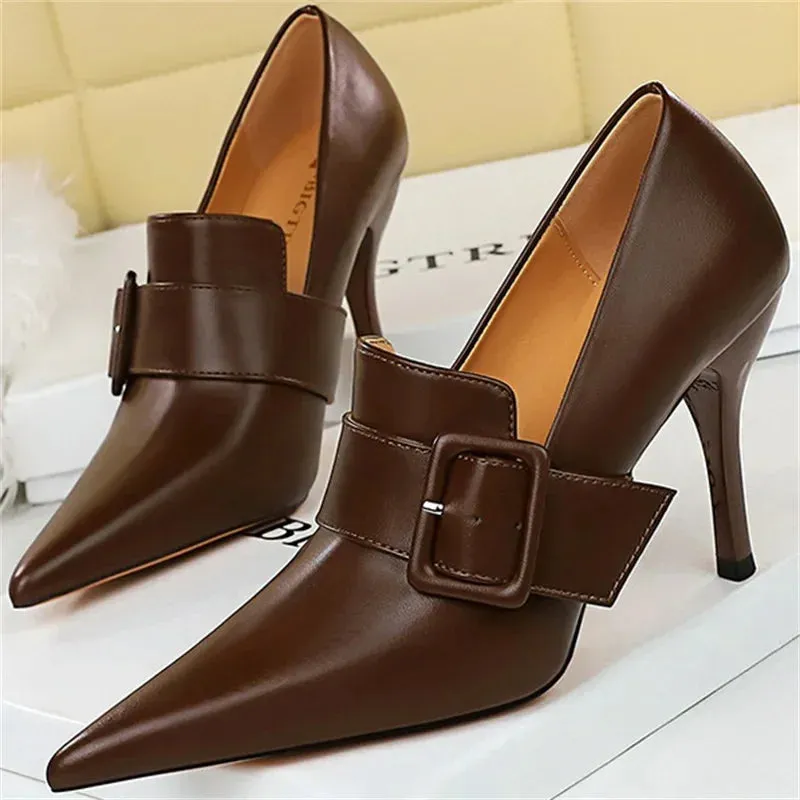 Funki Buys | Shoes | Women's Belt Buckle Pointed Dress Pumps