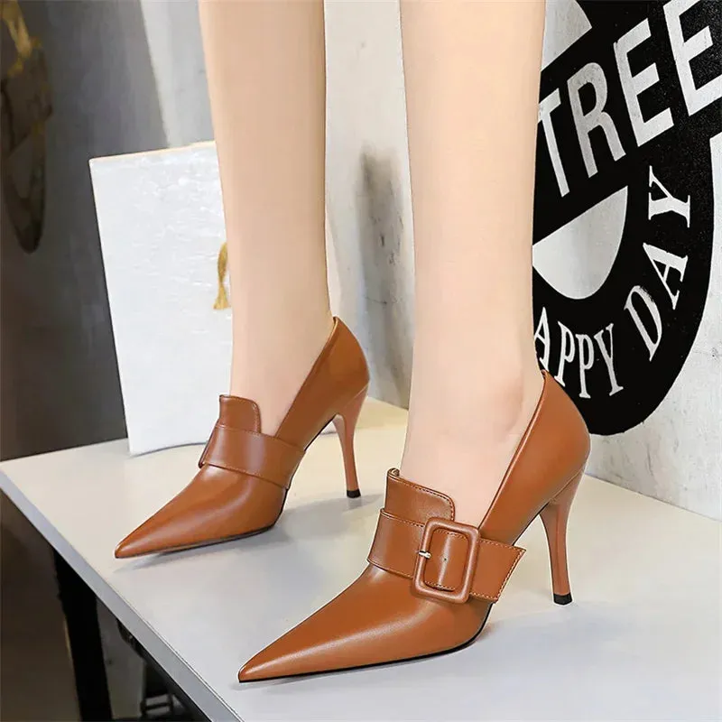 Funki Buys | Shoes | Women's Belt Buckle Pointed Dress Pumps