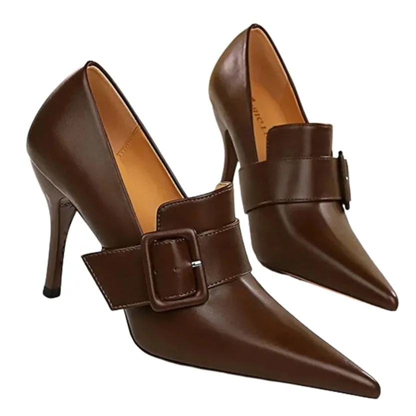 Funki Buys | Shoes | Women's Belt Buckle Pointed Dress Pumps