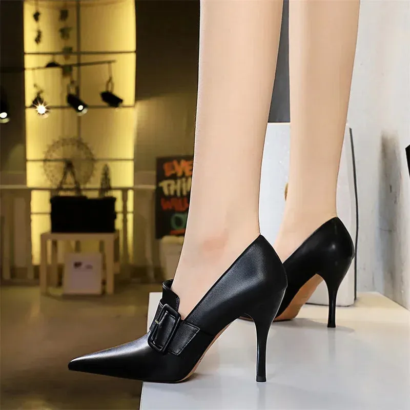 Funki Buys | Shoes | Women's Belt Buckle Pointed Dress Pumps