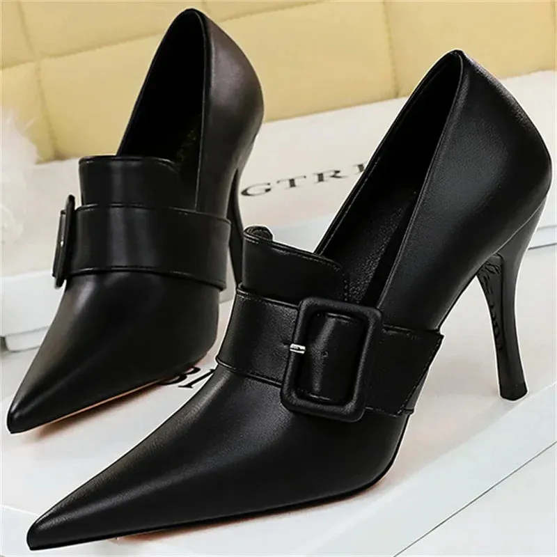 Funki Buys | Shoes | Women's Belt Buckle Pointed Dress Pumps