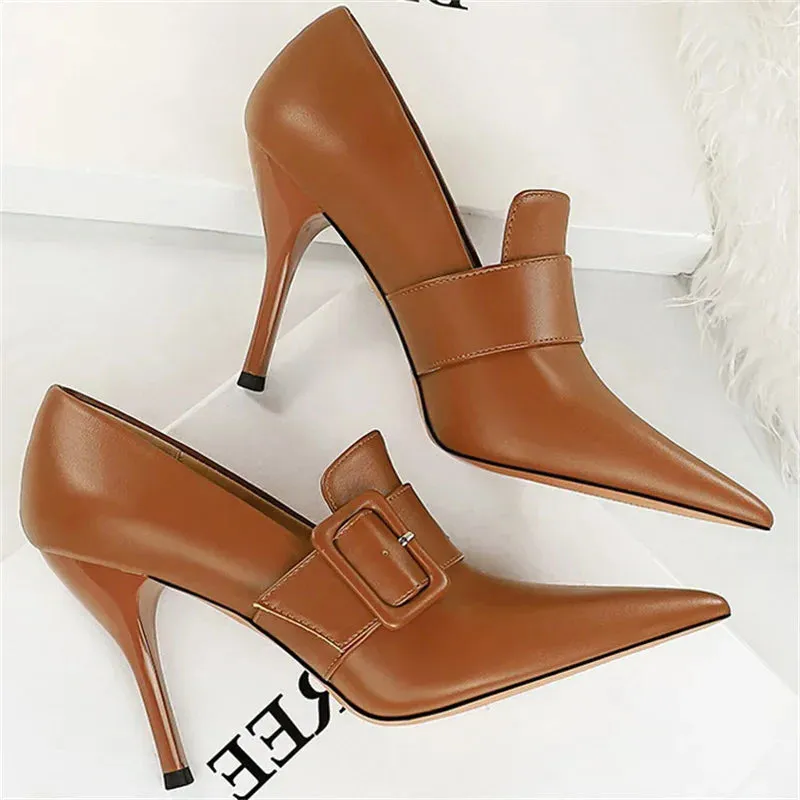 Funki Buys | Shoes | Women's Belt Buckle Pointed Dress Pumps