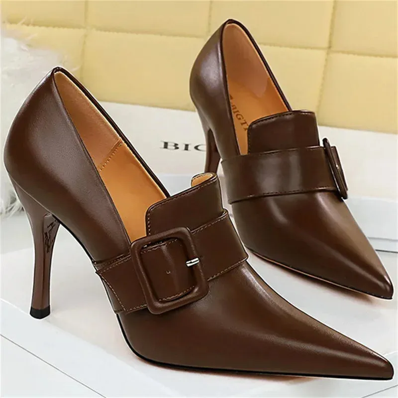Funki Buys | Shoes | Women's Belt Buckle Pointed Dress Pumps