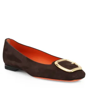 Hassie Suede Flat in Brown