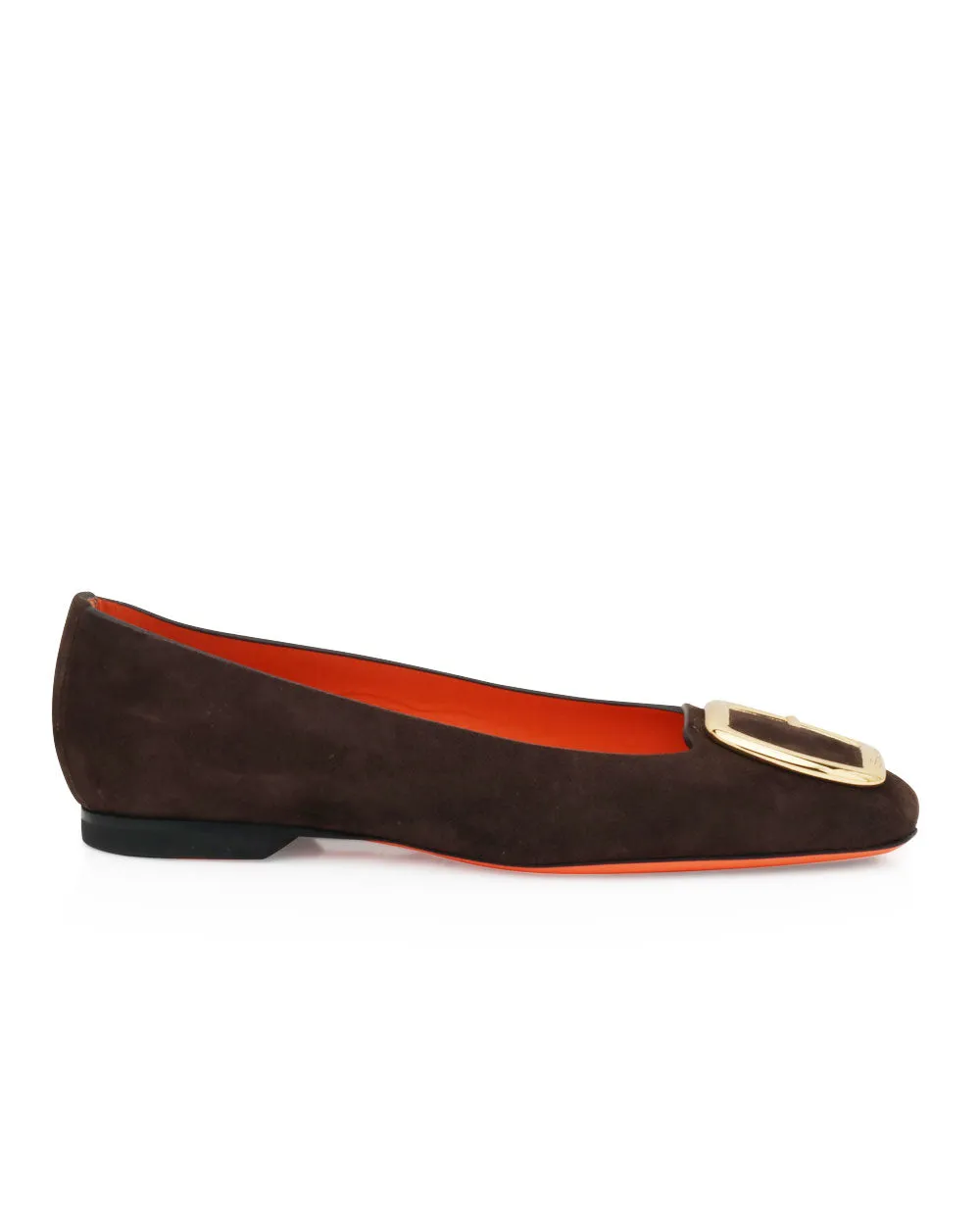 Hassie Suede Flat in Brown