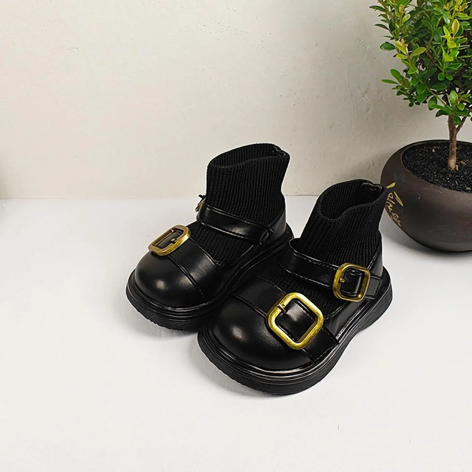 Infant Baby Knitting Snow Boots Ankle Boots Casual Warm Buckle Straps Boots Soft Anti Slip Boots for Girls Shoes