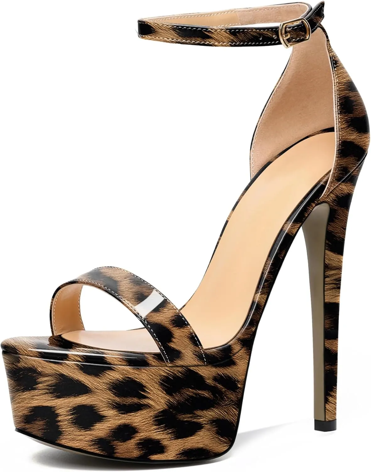 Joseywade Women's Platform Stiletto High Heel Sandals Open Toe Heels Sky High Heels 6 Inch One Strap Pump Shoes