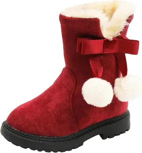 Kids Winter Boots Boys Girls Winter Zipper Warm Faux Fur Fuzzy Kid's Cozy Walking Ankle Boots