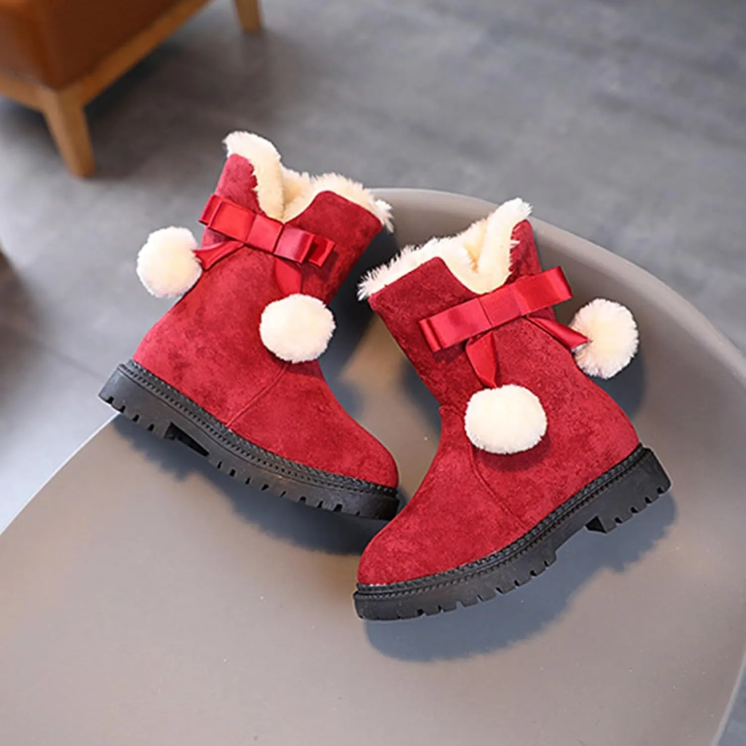 Kids Winter Boots Boys Girls Winter Zipper Warm Faux Fur Fuzzy Kid's Cozy Walking Ankle Boots