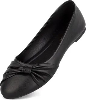 MaxMuxun Women's Flats Shoes Faux Suede Round Toe Ballet Dressy Flats Comfortable Slip On Walking Shoes
