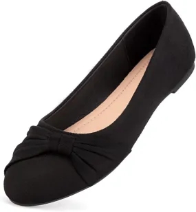 MaxMuxun Women's Flats Shoes Faux Suede Round Toe Ballet Dressy Flats Comfortable Slip On Walking Shoes