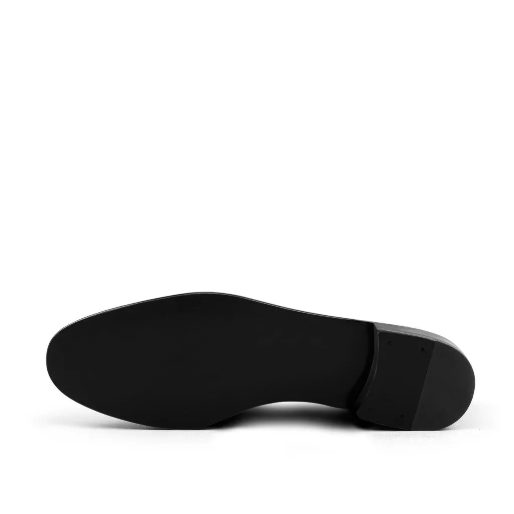 Men's Belgian Leather Slippers Wide Plus Size Black 3150