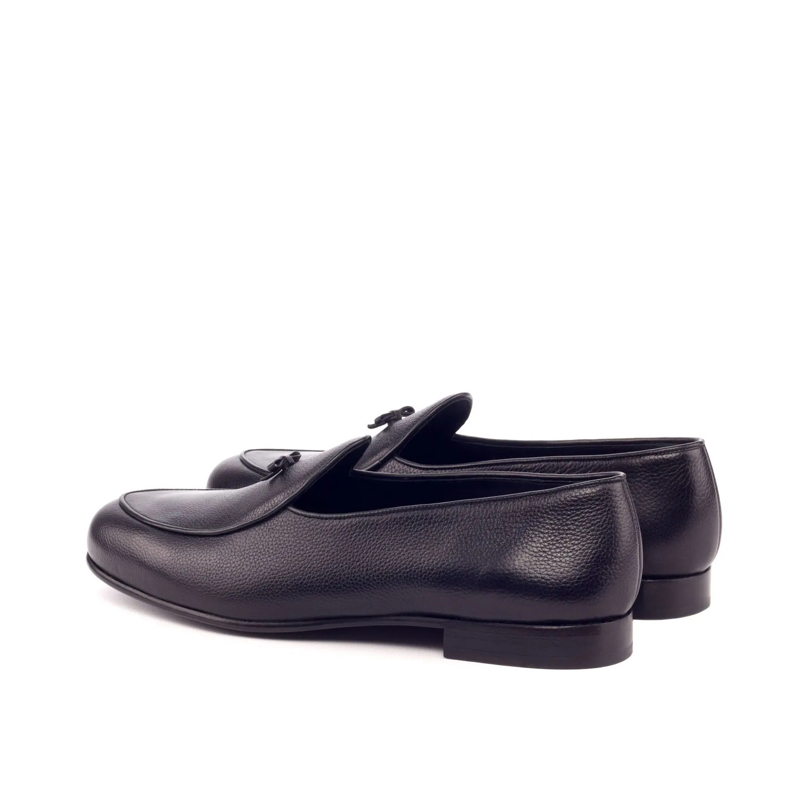 Men's Belgian Leather Slippers Wide Plus Size Black 3150