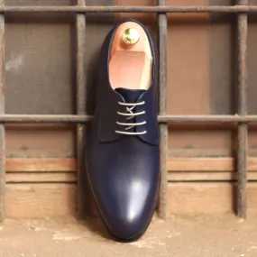 Men's Derby Leather Shoes Wide Plus Size Blue 1609