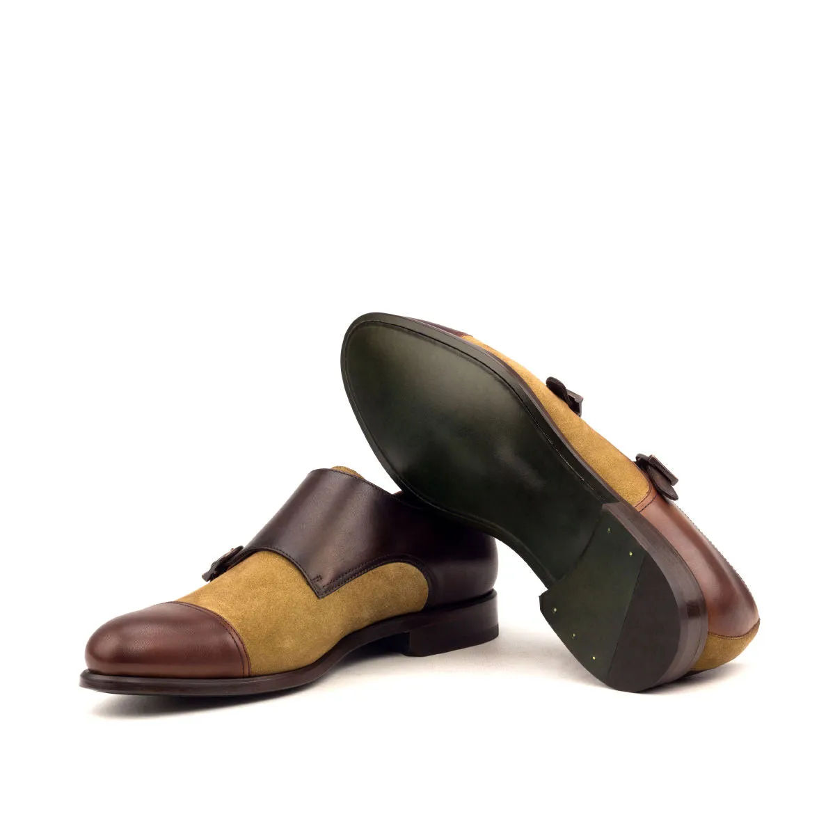 Men's Double Monk Leather Shoes Wide Plus Size Brown Dark Brown 2603