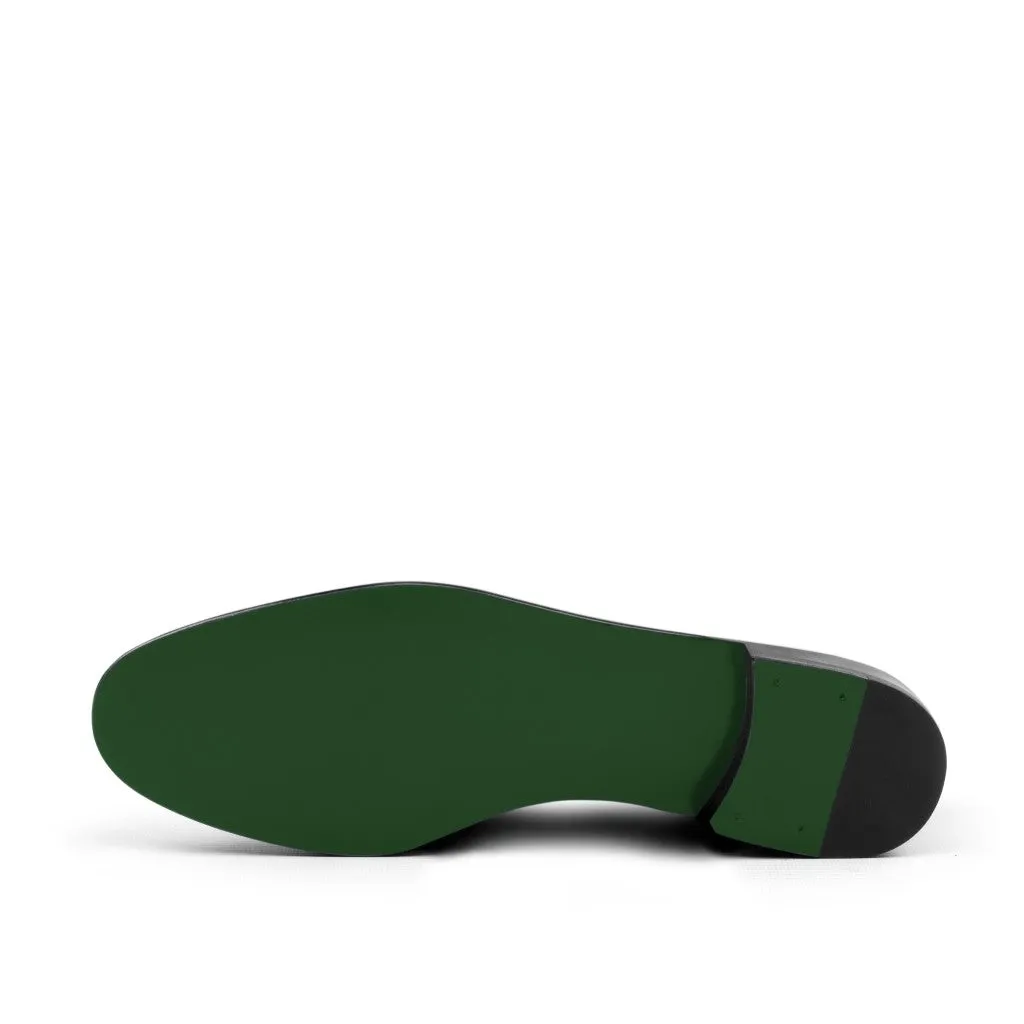 Men's Double Monk Leather Slippers Wide Plus Size White Green 4804