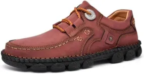 Mens Dress Shoes Handmade Casual Leather Shoes Men's Comfortable Soft Leather Men's Shoes Work Breathable red Shoes Walking Shoes(Brown,8.5)