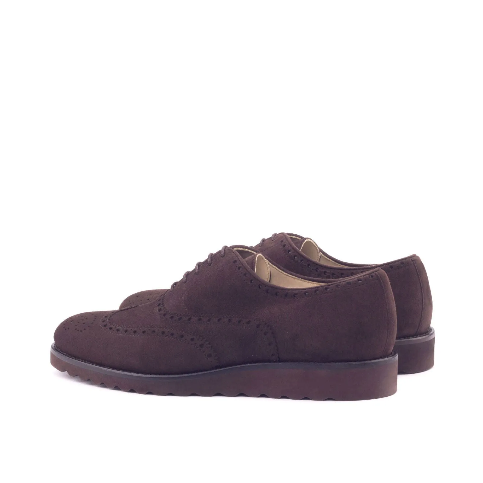 Men's Full Brogue Leather Shoes Wide Plus Size Brown 3012