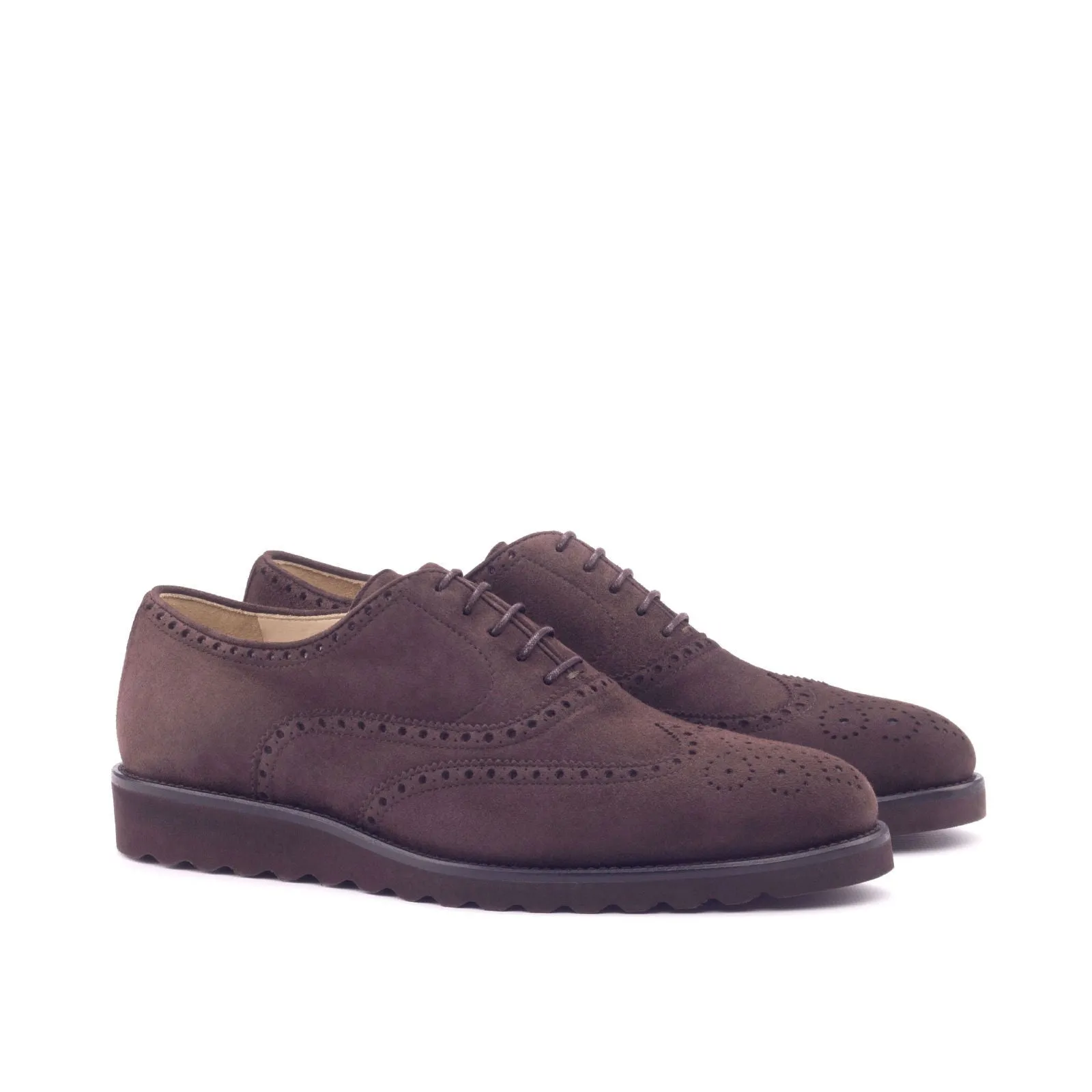 Men's Full Brogue Leather Shoes Wide Plus Size Brown 3012