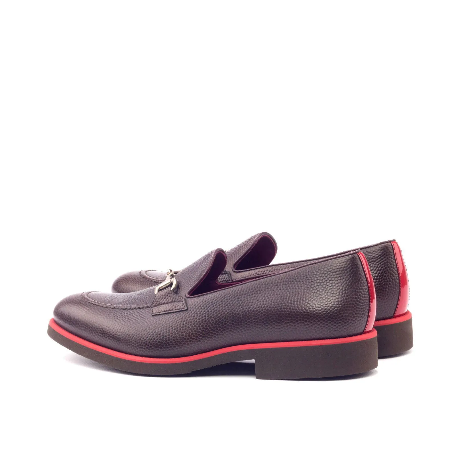 Men's Loafer Leather Shoes Wide Plus Size Burgundy Red 3082