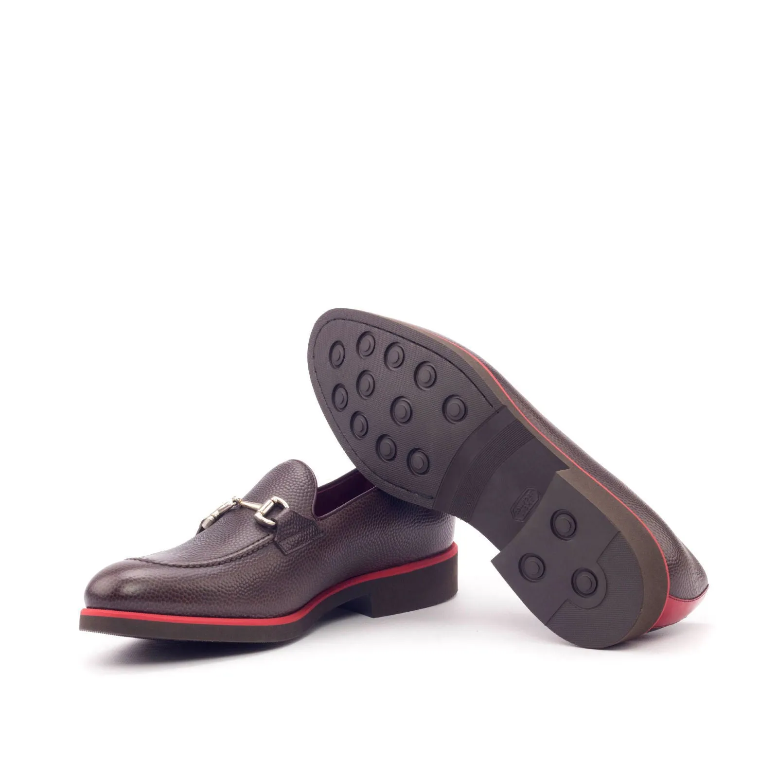 Men's Loafer Leather Shoes Wide Plus Size Burgundy Red 3082