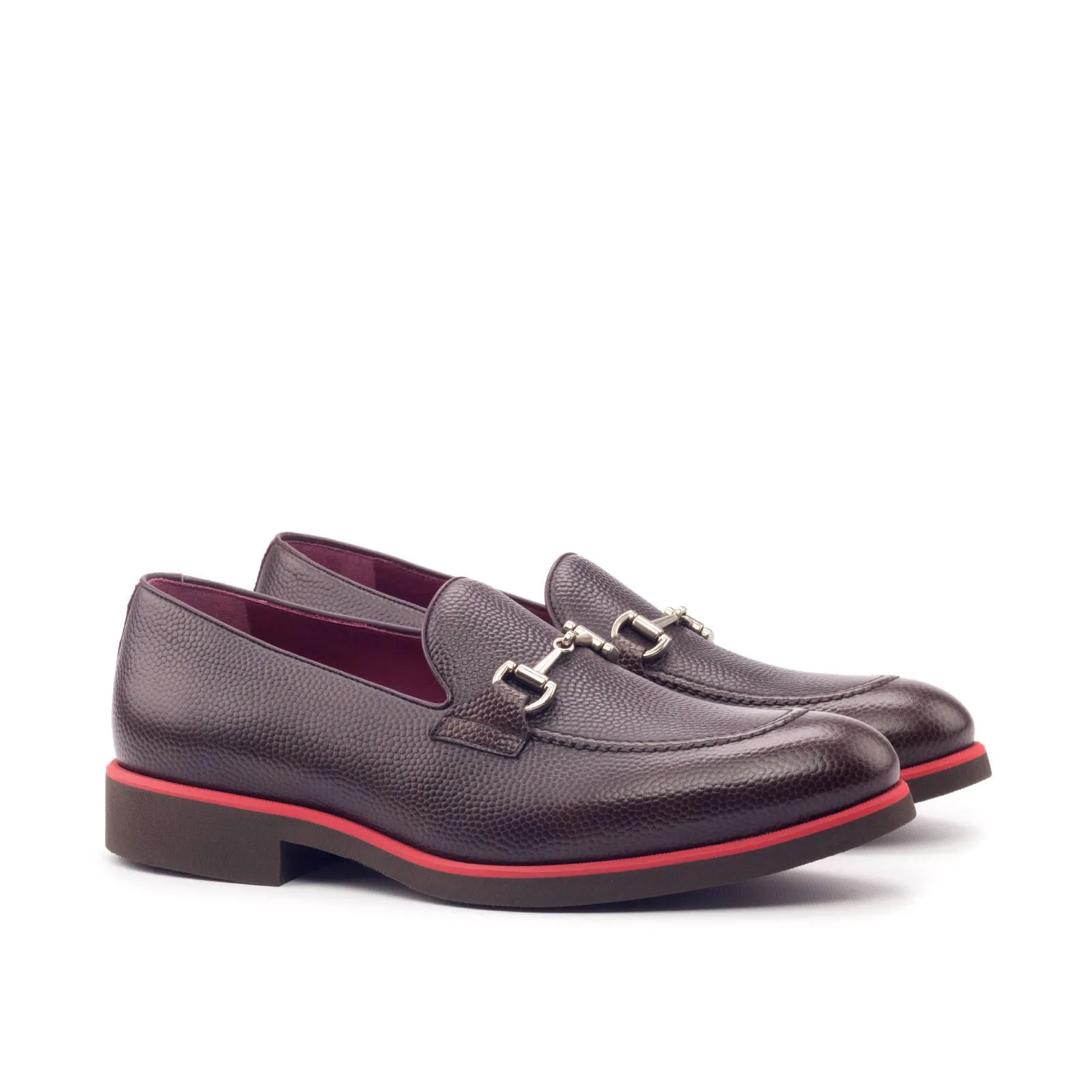 Men's Loafer Leather Shoes Wide Plus Size Burgundy Red 3082
