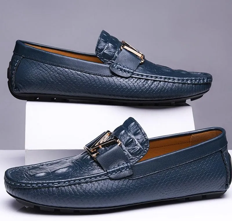 Men's Modern Leather Business Casual Scale Pattern Comfort Formal Shoes Mens Genuine Leather Low Oxford