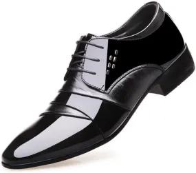 Men's Shiny Patent Leather Dress Shoes Men's Handmade Leather Modern Classic Lace up Leather Lined Perforated Dress Oxfords Shoes