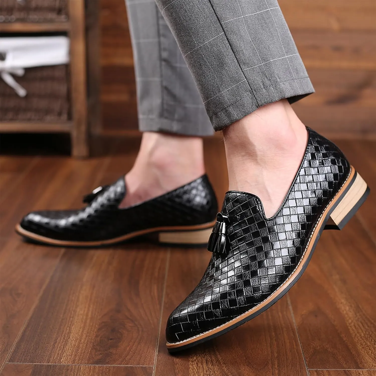 Men's Slip-On Leather New Oxford Shoes Men's Leather Loafers Dress Shoes,Classic Comfort Oxford Soft Sole Business Casual Formal