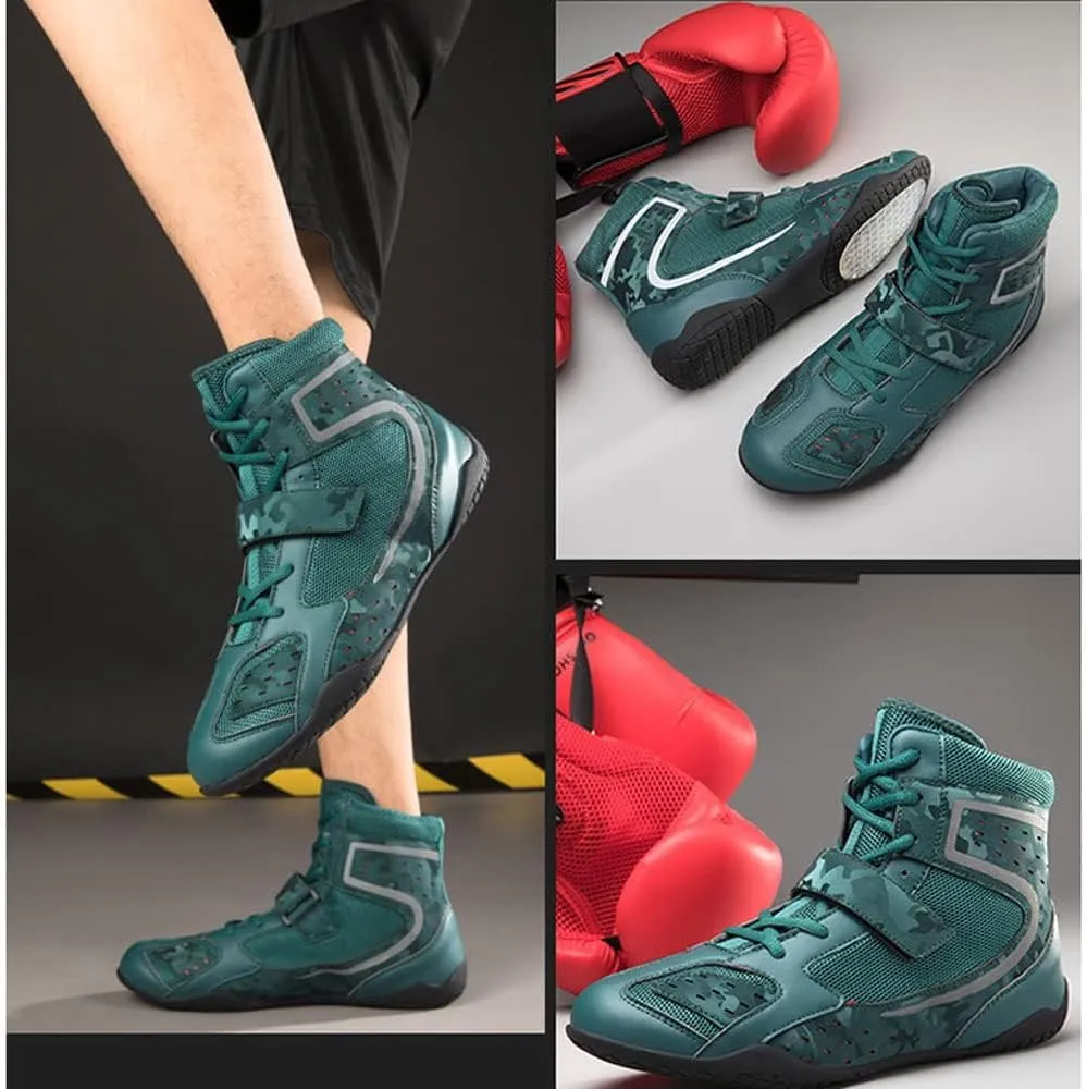 Mens Women Unisex anti-slip Boxing Boots professional Boxing Footwear Boxing Shoes Lace Up Sport Shoes Sparring Trainers Footwear Children Junior adults Light Breathable Wrestling Boots Shoes 35-46 EU