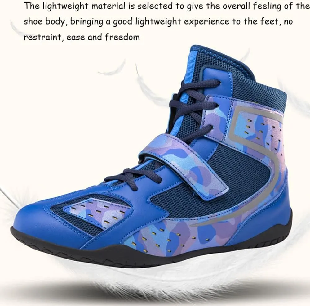 Mens Women Unisex anti-slip Boxing Boots professional Boxing Footwear Boxing Shoes Lace Up Sport Shoes Sparring Trainers Footwear Children Junior adults Light Breathable Wrestling Boots Shoes 35-46 EU