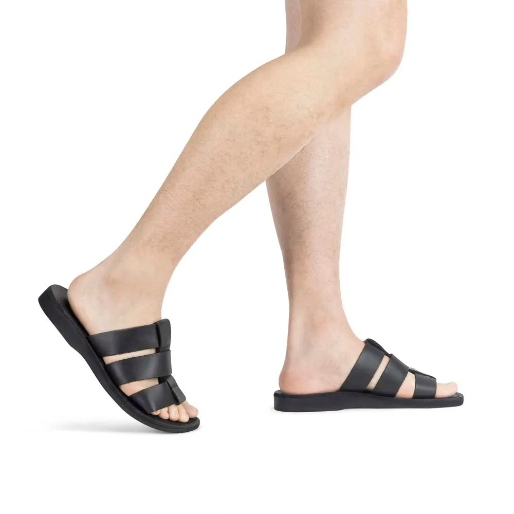 Micah - Leather Double Strap Sandal | Black