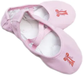Pink Leather Ballet Shoes Girl'S