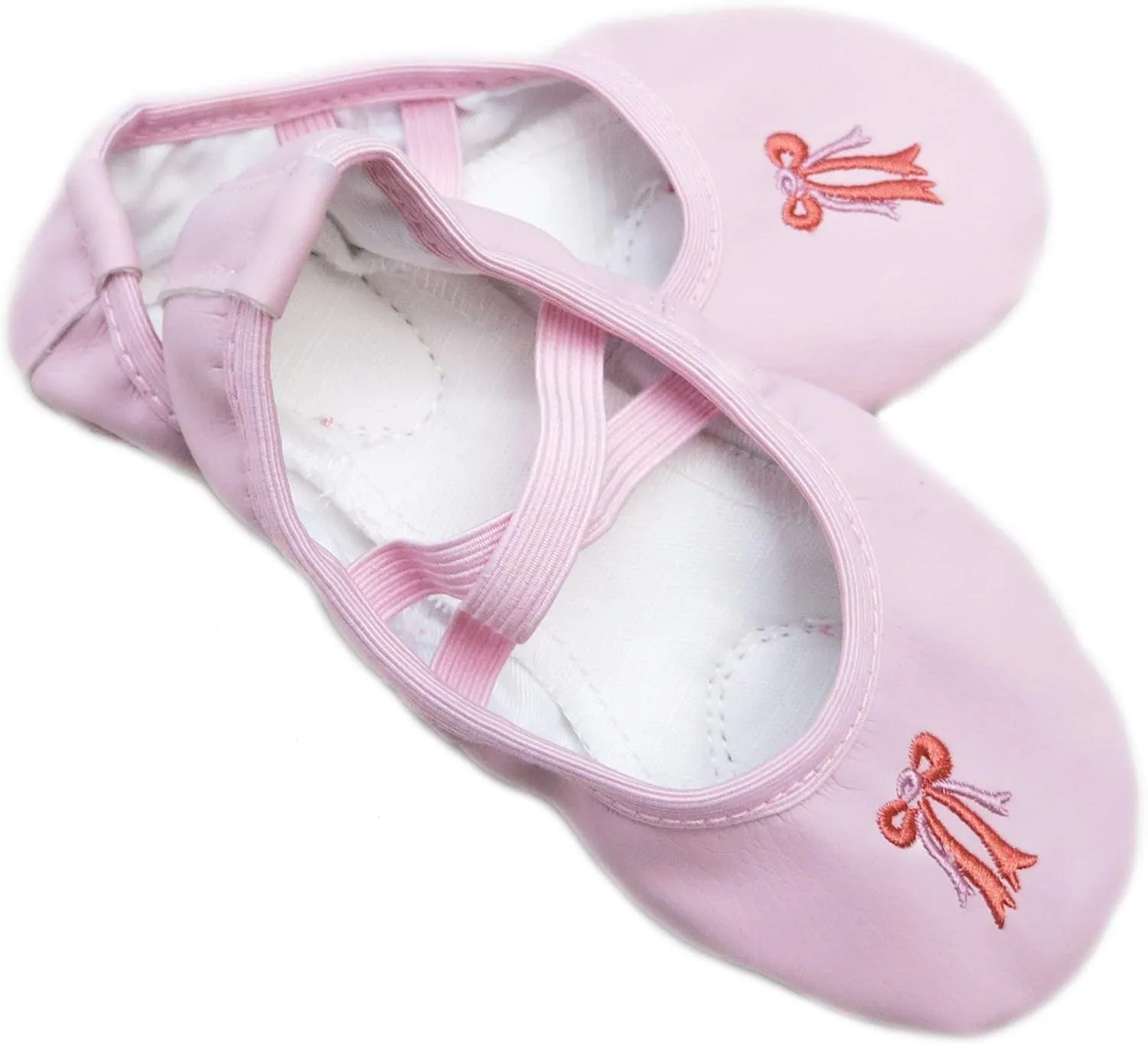 Pink Leather Ballet Shoes Girl'S