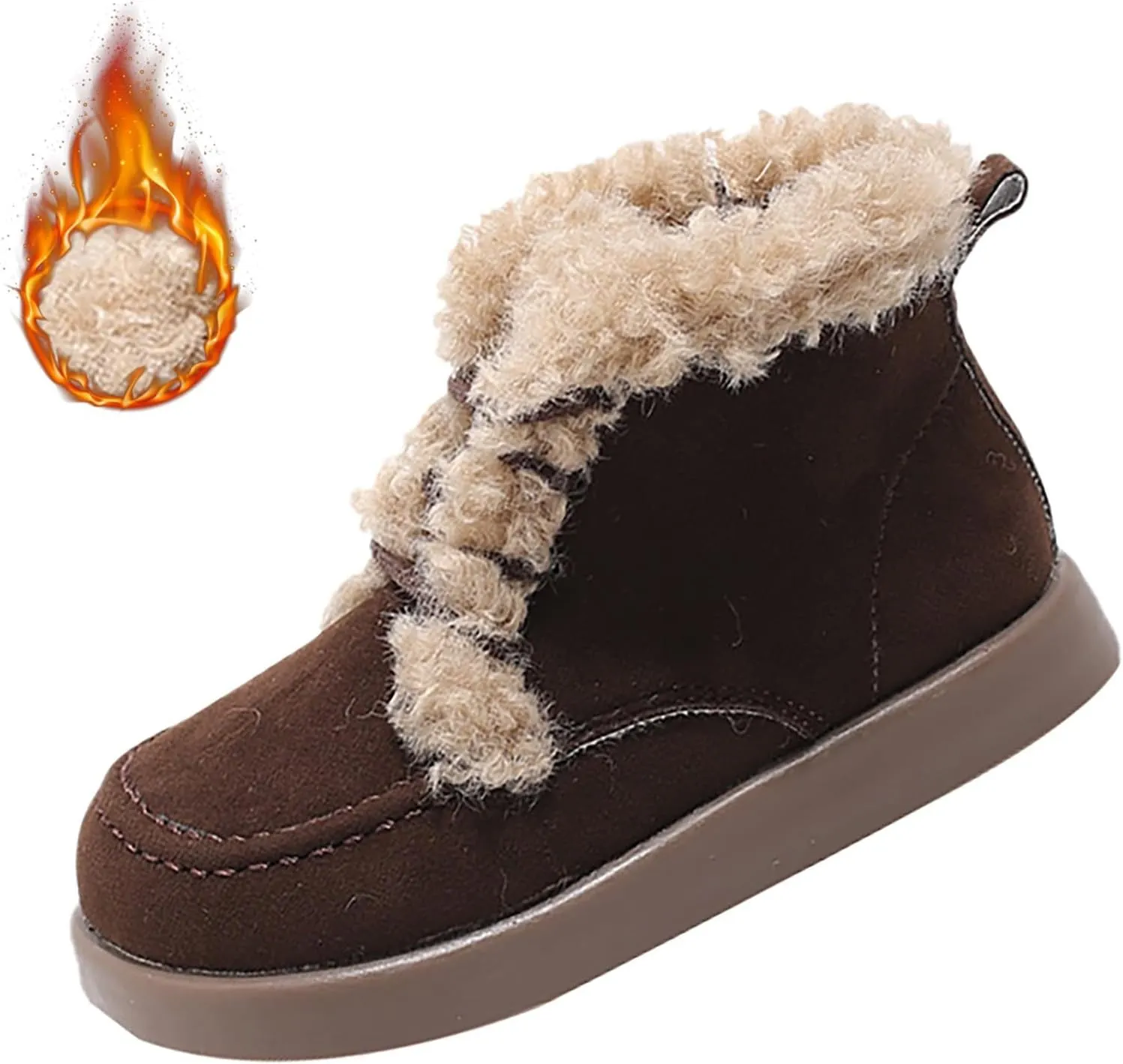 Plush Lining Snow Ankle Boots Non Slip Breathable Round Toe Short Boots Lightweight Walking Booties for Little Kid