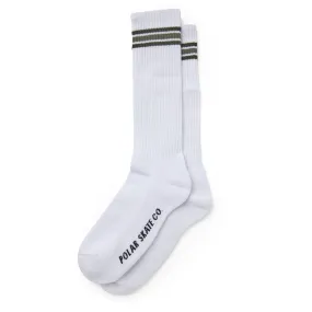 Polar Long Stripe Socks Socks - White/Uniform Green