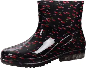 Rain Boots Women Women's Mid Calf Rain Boots Printed Waterproof Rubber Boots Short Garden Shoes Cute Ankle Booties