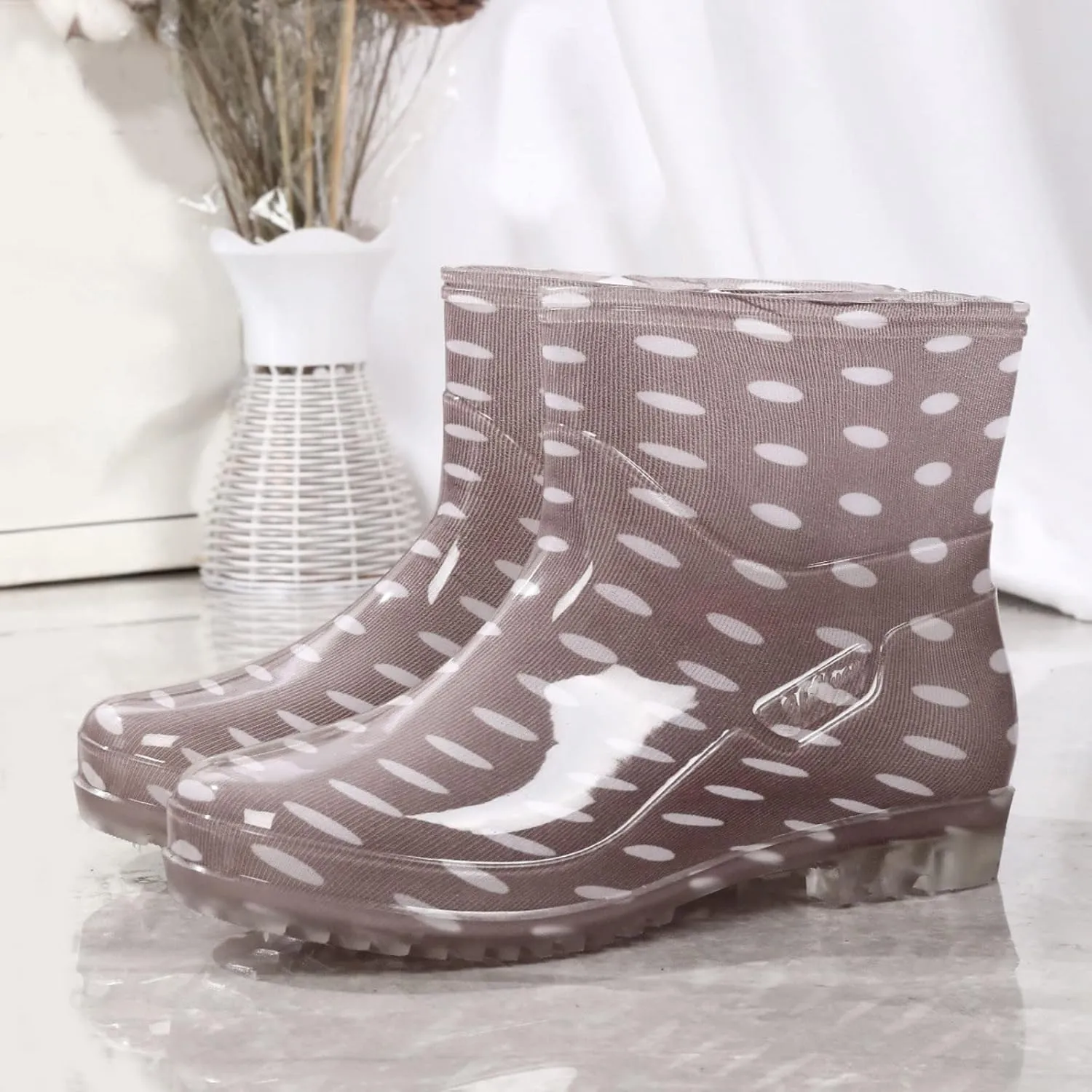 Rain Boots Women Women's Mid Calf Rain Boots Printed Waterproof Rubber Boots Short Garden Shoes Cute Ankle Booties